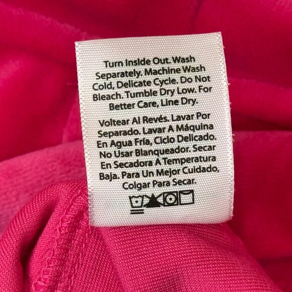 Juicy Couture Track Jacket Hoodie Womens L Pink Velour Hooded Full Zip Y2K Bling - Picture 11 of 11